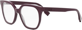 Fendi Glasses, unisex, Purple, Size: 54 MM Lettering Optical Frame
