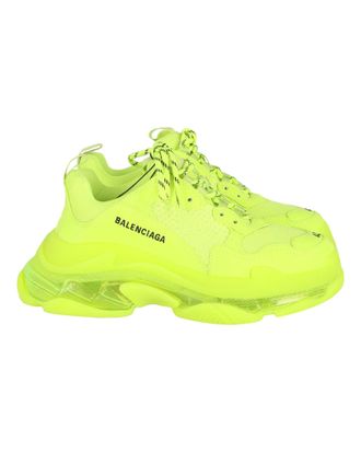 Balenciaga Mens Triple S Sneaker in Fluo Yellow Nylon Mesh - Size UK 5