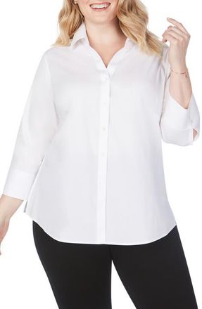 Foxcroft Mary Non-Iron Stretch Cotton Button-Up Shirt in White at Nordstrom, Size 14W