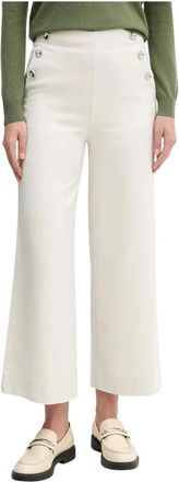 Benetton Broek met knoopdetail - Dames - Vrijetijds broeken - Wit - XL - Wol - Broeken