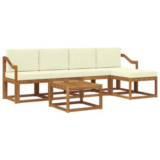 vidaXL Conjunto De Sof&aacute;s De Exterior Con Coj&iacute;n 6 Pcs Natural Y Crema Vidaxl