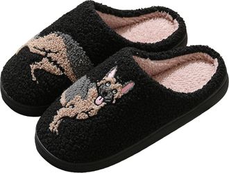 Generic House Slippers for Women Cute Cartoon Animal Print Plush Fluffy Warm Winter Shoes Memory Foam Slippers Womens Indoor Outdoor Slip On Non-Slip Slides B