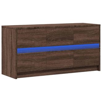 Berkfield Home TV Cabinet with LED Brown Oak 100x34x50 cm Engineered Wood | Size: 100 x 34 x 50 cm