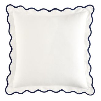 Ballard Designs Scalloped Outdoor Pillow Cover - Select Colors - Navy/White - 20 x 20 - Ballard Designs