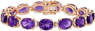 Mimi & Max 36 CT TGW Oval-Cut Africa-Amethyst Tennis Bracelet in Rose Gold Plated Sterling Silver