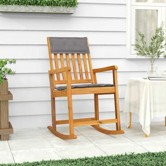 vidaXL Vidaxl - Silla Mecedora Con Cojines Madera Maciza Acacia