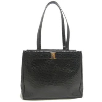 Ferragamo Black Leather Tote Bag (Pre-Owned)
