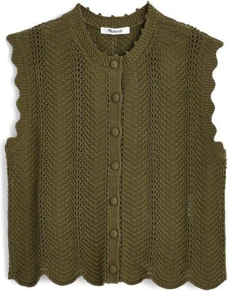 Madewell Wavy Knit Button-Up Shell in Faded Ivy at Nordstrom, Size Large