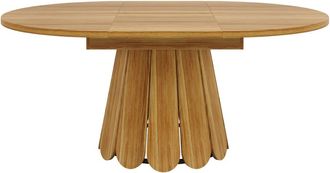 Urban Meuble Mesa de comedor redonda extensible en madera marr&oacute;n para 6 personas