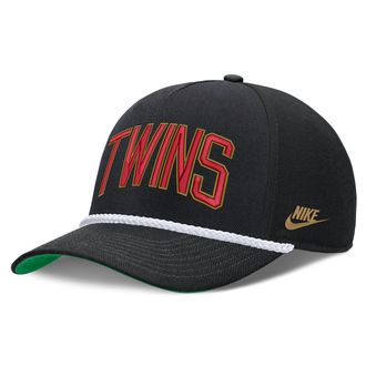 Nike Minnesota Twins Rise Nike Mens MLB Adjustable Hat in Black | NB4508ZET87-D8K