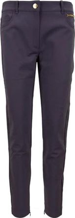 Elisabetta Franchi Damesbroek met rits en knoop - Dames - Slim Fit Broeken - Paars - XL - Katoen - Broeken