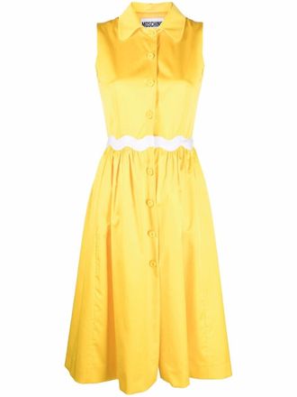 Moschino belted button-up midi dress - women - Cotton/Cupro/Acetate/Elastane/Cupro - 38 - Yellow