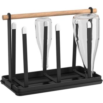 OEM Escurridor De Botellas Con Alfombrilla De Secado Extra&iacute;ble, Soporte Para 6 Botellas Y Varios Recipientes, Escurridor De Cocina - Crezuo