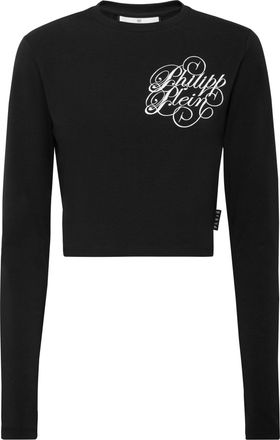 Philipp Plein Modal Long-Sleeved T-Shirt Round Neck Signature