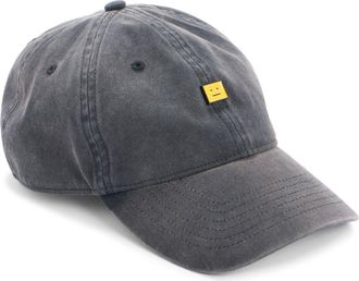 Acne Studios Cunov Face Stud Baseball Cap in Washed Black at Nordstrom