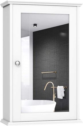 Costway Armario De Ba&ntilde;o Mueble Con Espejo De Pared Con Estante Gabinete Multiusos De Almacenamiento Organizador 34x15x53cent&iacute;metros - Costway