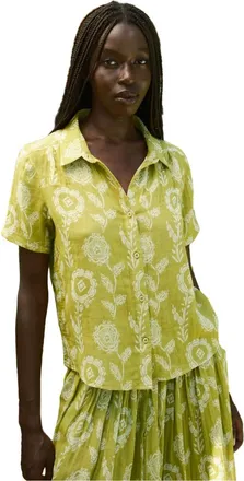 Ace & Jig Winnie Button-up Foldover Collar Blouse in Aloe at Nordstrom, Size Xx-Small