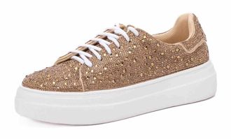 Corkys Footwear Womens Bedazzled Sneakers In Gold Rhinestones