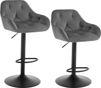 Woltu Woltu - 2x Taburete De Bar Hotel Hotel Silla De Cocina Con Reposapi&eacute;s Altura Regulable Giratorio Estilo Moderno De Dise&ntilde;o Contempor&aacute;neo, Gris Oscuro