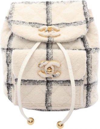 Chanel Black White Fabric Backpack (Pre-Owned)