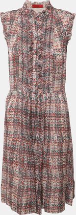 Carolina Herrera Multicolor Printed Silk Pleated Midi Dress