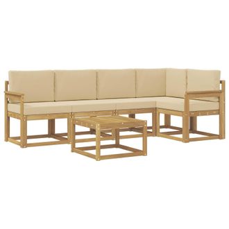 vidaXL Conjunto De Sof&aacute;s De Exterior Con Coj&iacute;n 6 Pcs Y Beige Vidaxl