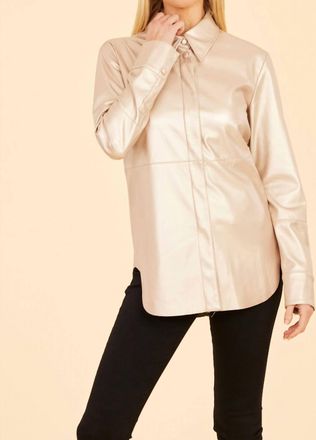Dolce Cabo Vegan Leather Shirt In Pale Gold