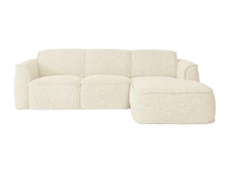 VENTE-UNIQUE.COM Sof&aacute; rinconera poli&eacute;ster 4 plazas beige 260x180cm