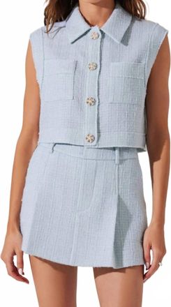 Astr Jhene Sleeveless Tweed Top In Blue