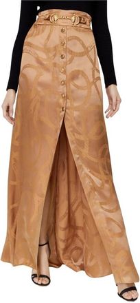 Balmain Chain Logo Jacquard Maxi Rok - Dames - Maxi Rokken - Bruin - 2XS - Rokken