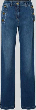 Luisa Cerano Luisa Cerano Flared Cut Jeans mit Knöpfen und Gesäßtaschen in Blau, Größe 44