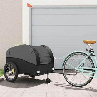 vidaXL Remolque Para Bicicleta Hierro Negro 45 Kg Vidaxl
