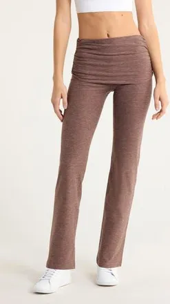 Zella Renew Foldover Straight Leg Pants in Grey Plum Melange at Nordstrom Rack, Size X-Large