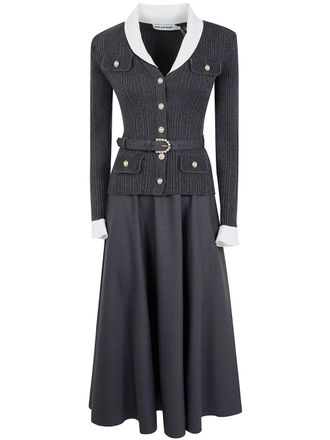 Self Portrait Dress Knit Twill Midi Dress