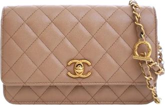 Chanel Borsa a tracolla CC in pelle Caviar trapuntata con catena 2021-2025 - Marrone