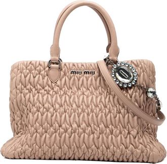 Miu Miu 2010-2025 Matelasse Nappa Crystal satchel - Marrone
