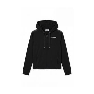 Freddy Felpa cropped con cappuccio e zip, inserti elastici logati