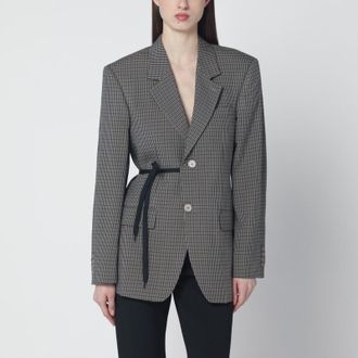 Balenciaga Vichy-pattern jacket with side lace detail