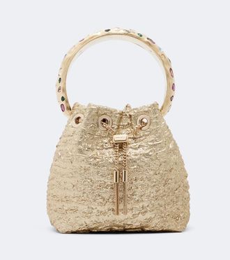 Jimmy Choo London Bon Bon embellished Lurex bucket bag
