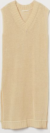 H&M Geripptes Strickkleid - Yellow