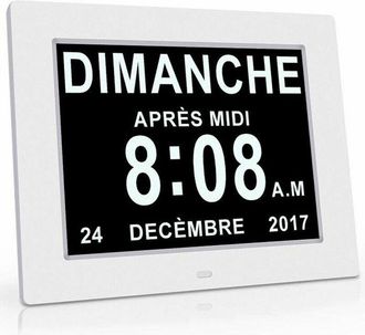 Elle Reloj Electr&oacute;nico Lcd De 8 Pulgadas - Pantalla Grande Y N&iacute;tida - Atenuaci&oacute;n Autom&aacute;tica - 8 Idiomas - Material Abs - Brillo De 350 Cd/m&sup2; - Versaillesfr