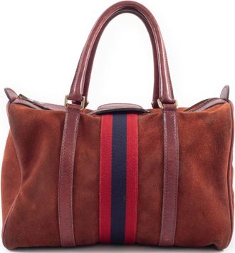 Gucci Bordeaux Suede Boston Bag (Pre-Owned)