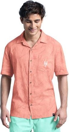 Margaritaville Mens Margaritaville Coral New York Mets Linen Party Button-Up Shirt at Nordstrom, Size Xx-Large