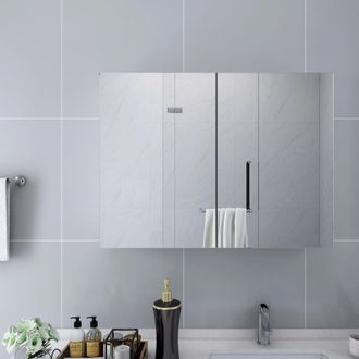 Berkfield Home Bathroom Mirror Cabinet White 80x15x60 cm MDF | Size: 80 x 15 x 60 cm