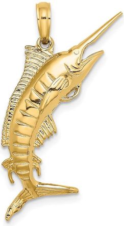 Diamond2Deal 10k Yellow Gold 3-D Polished BLUE MARLIN Charm
