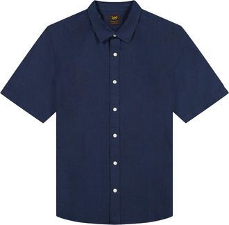Lee Leinenhemd LEE Lee Leinenhemd Shortsleeve, Herren, Gr. XL, N-Gr, dunkelblau, Obermaterial: 55% Leinen LI. 45% Baumwolle CO., Hemden Leinenhemd