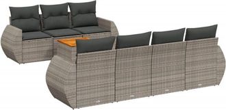 vidaXL Vidaxl - Set De Sof&aacute;s De Jard&iacute;n 8 Pzas Y Cojines Rat&aacute;n Sint&eacute;tico Gris