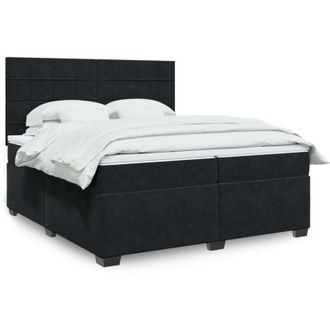 vidaXL Cama Box Spring Con Colch&oacute;n Terciopelo Negro 200x200 Cm