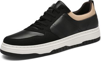 Generic Mens Casual Shoes Fashion Leather Low Top Slip On Sneakers Light Comfort Walking Shoes for Men (Black,7.5)