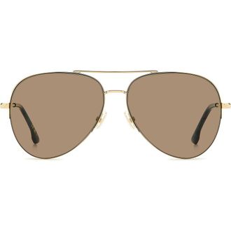 Victoria Beckham Pilot 62mm Aviator Sunglasses in Gold Blue/Brown at Nordstrom